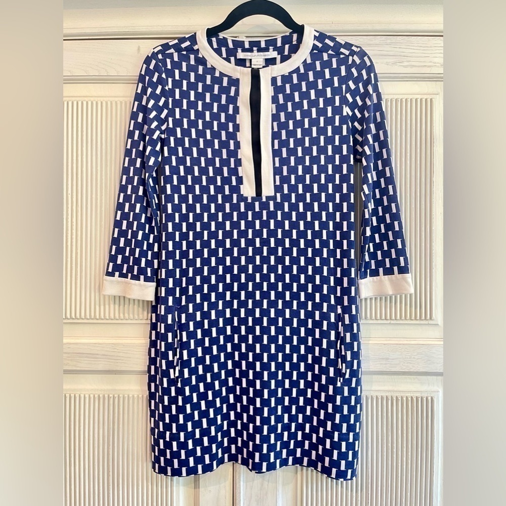DVF Blue and White Reina Tunic Dress